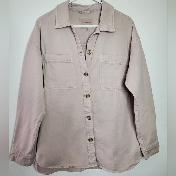 Thread & Supply Blush Beige Shirt Jacket Size Small - Picture 4 of 12